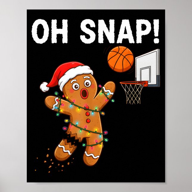 Funny Gingerbread Basketball Christmas Santa Cooki Poster (Vorne)
