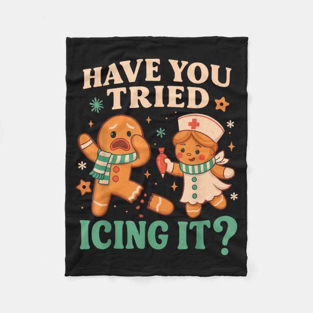 Funny Gingerbread Christmas Pun Have You Tried Ici Fleecedecke (Vorderseite)