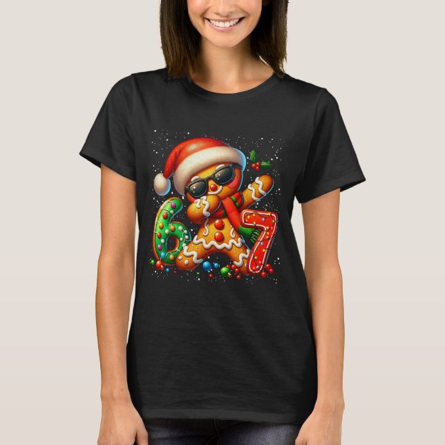 Funny Gingerbread Dabbing Six Seven 67 Meme Christ T-Shirt (Vorderseite)