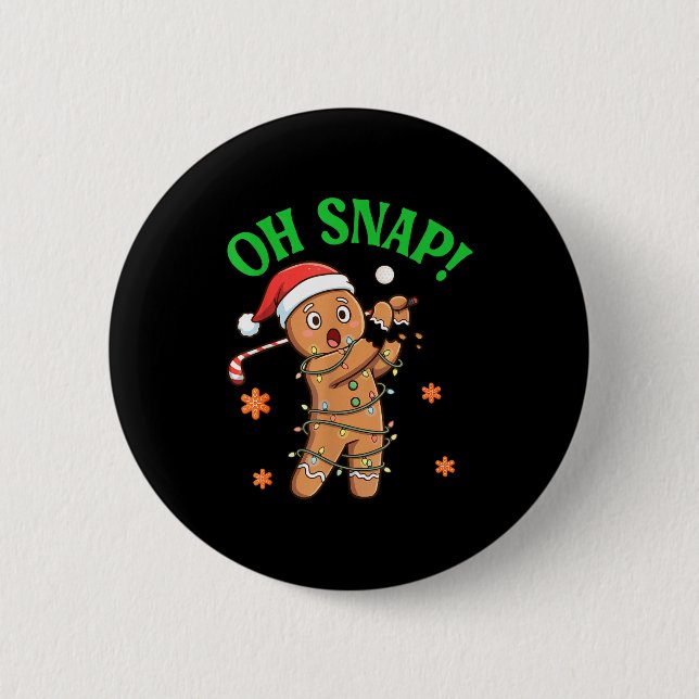 Funny Gingerbread Golf Christmas Cookie Oh Snap Sa Button (Vorderseite)