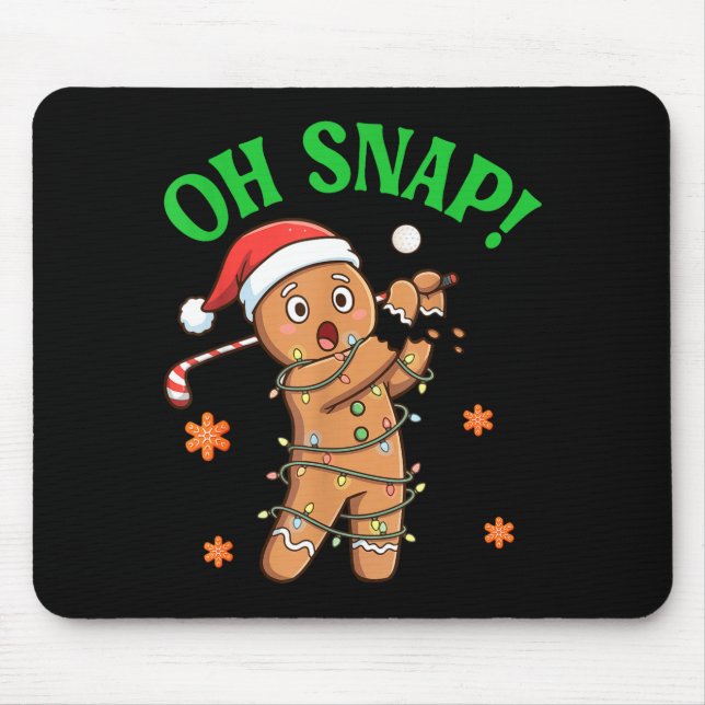 Funny Gingerbread Golf Christmas Cookie Oh Snap Sa Mousepad (Vorne)