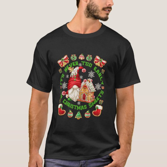 Funny Gingerbread House Gnome For Women Cute Chris T-Shirt (Vorderseite)