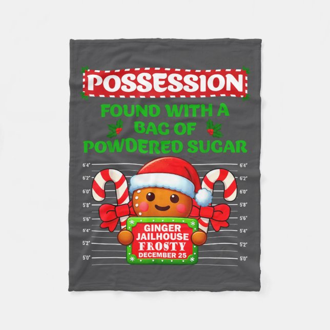 Funny Gingerbread Inmate Christmas Matching Family Fleecedecke (Vorderseite)