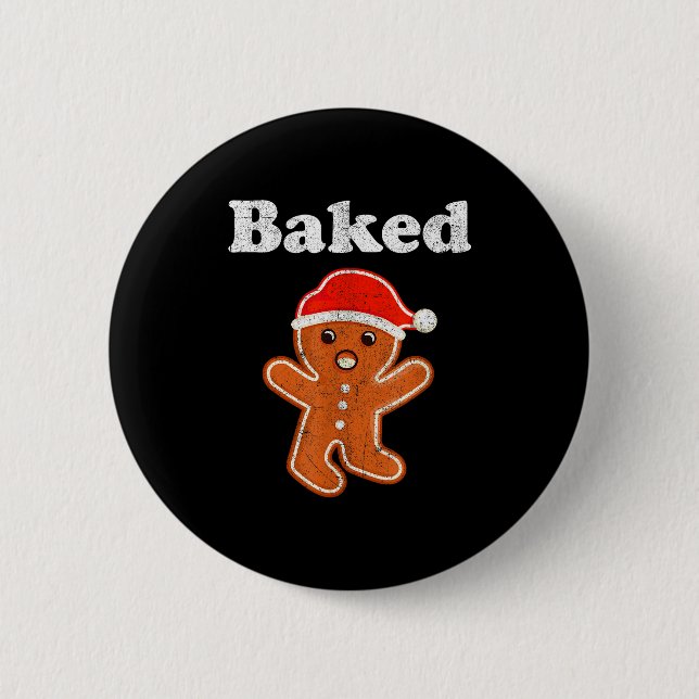 Funny Gingerbread Man Baked Cookie Baking Adult Ch Button (Vorderseite)