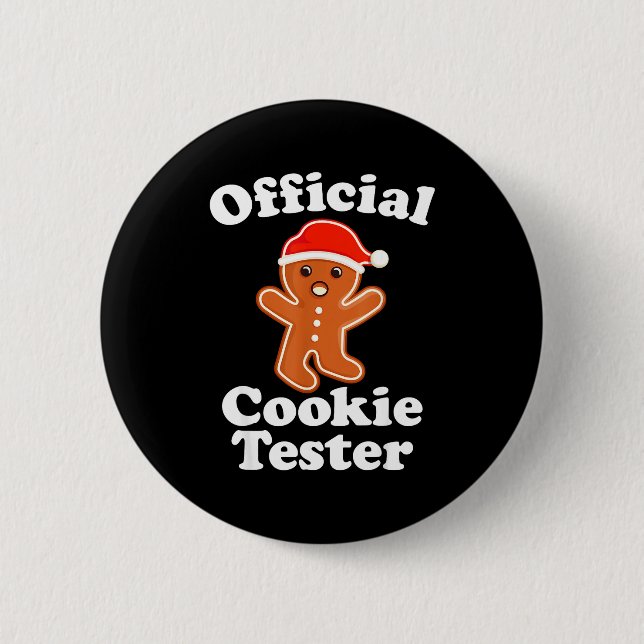 Funny Gingerbread Man Cookie Tester Christmas  Button (Vorderseite)