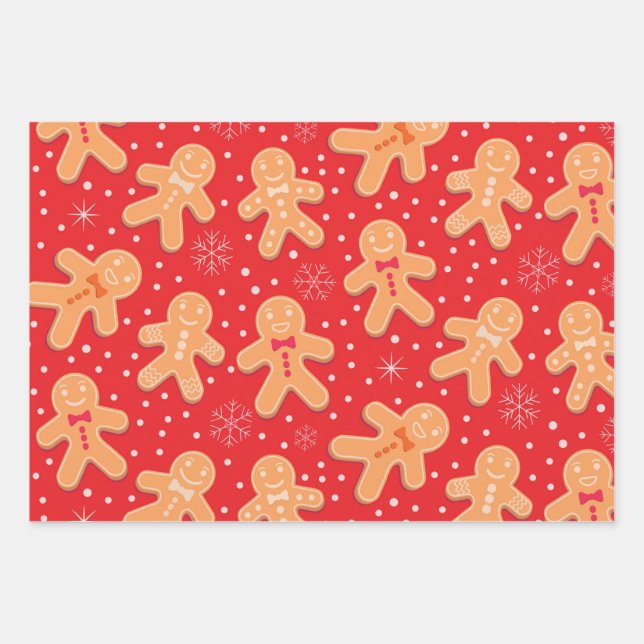 Funny Gingerbread man Cookies Muster Geschenkpapier Set (Vorderseite)