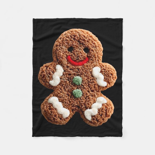 Funny Gingerbread Man Crochet Christmas Xmas Pajam Fleecedecke (Vorderseite)
