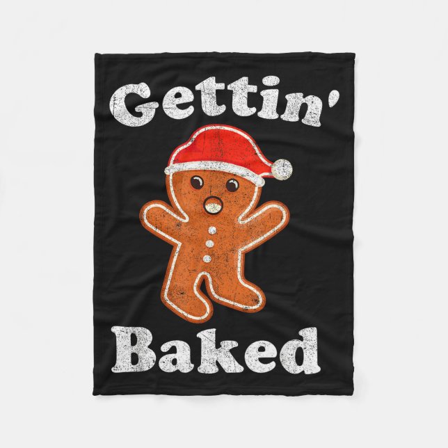 Funny Gingerbread Man Gettin Baked Cookie Baking C Fleecedecke (Vorderseite)