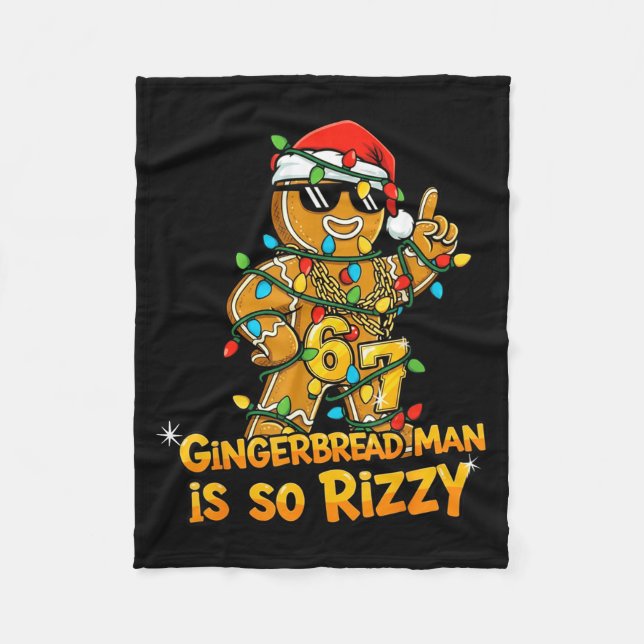 Funny Gingerbread Man Is So Rizzy Christmas Meme 6 Fleecedecke (Vorderseite)