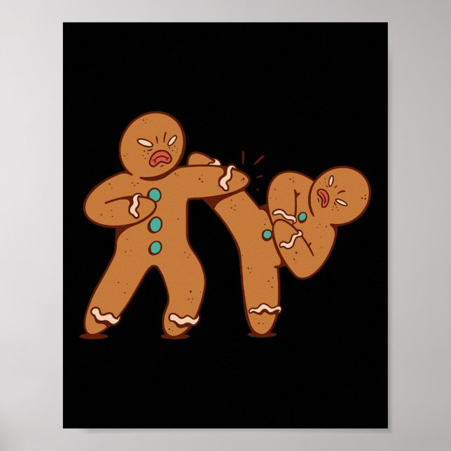 Funny Gingerbread Man Karate Cookie Funny Christma Poster (Vorne)