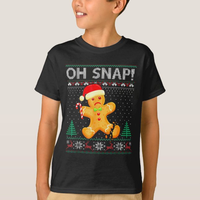 Funny Gingerbread Man Oh Snap Christmas Ugly Xmas  T-Shirt (Vorderseite)