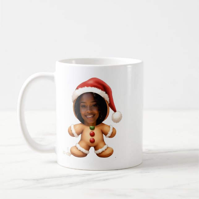 Funny Gingerbread Man Your Photo Christmas Kaffeetasse (Links)