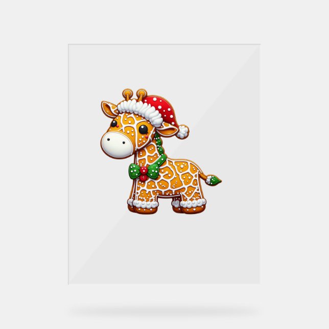 Funny Gingerbread Mann Giraffe Weihnachtsfrauen Mä Acrylschild (Vorderseite)