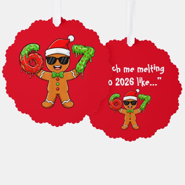 Funny Gingerbread “Melting into 2026” Ornament Karte (Vorderseite/Rückseite)