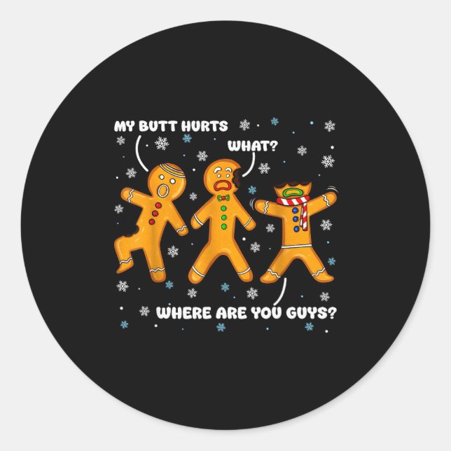 Funny Gingerbread Pjs Pajamas Christmas Xmas Men W Runder Aufkleber (Vorderseite)