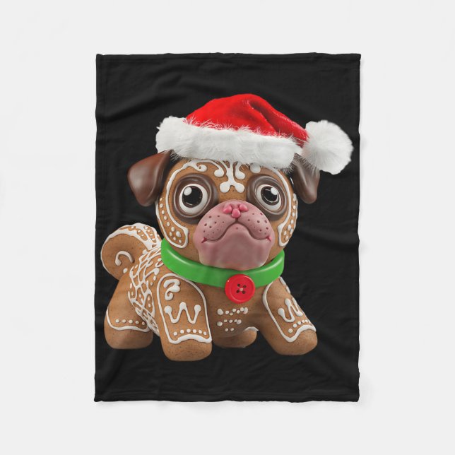 Funny Gingerbread Pug Christmas Womens Mens Kids D Fleecedecke (Vorderseite)