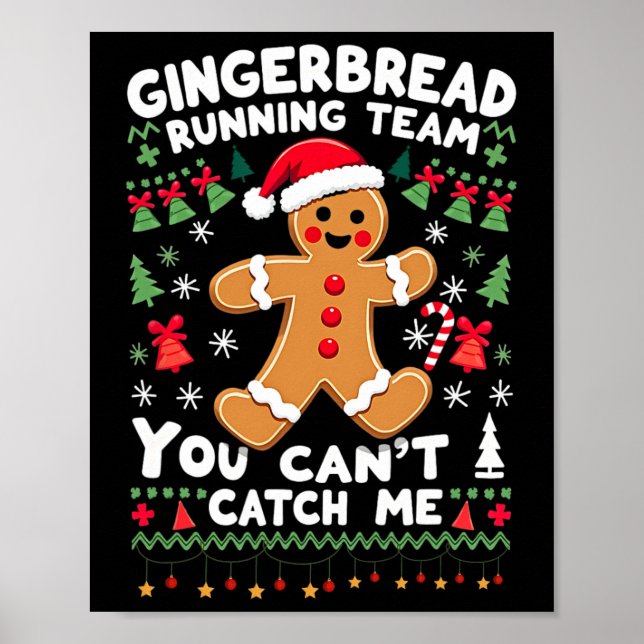 Funny Gingerbread Running Team Ugly Christmas Swea Poster (Vorne)