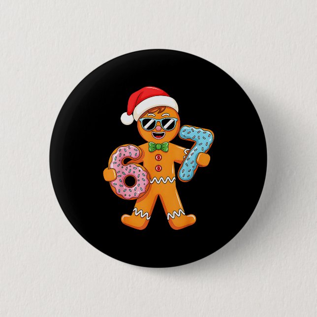 Funny Gingerbread Six Seven 67 Christmas Boys  Button (Vorderseite)