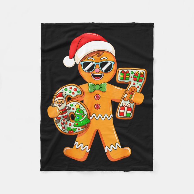 Funny Gingerbread Six Seven 67 Gingerbread Man Xma Fleecedecke (Vorderseite)