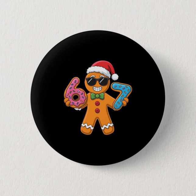 Funny Gingerbread Six Seven 67 Ice Cream Christmas Button (Vorderseite)