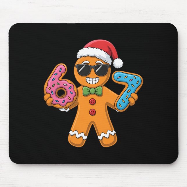 Funny Gingerbread Six Seven 67 Ice Cream Christmas Mousepad (Vorne)