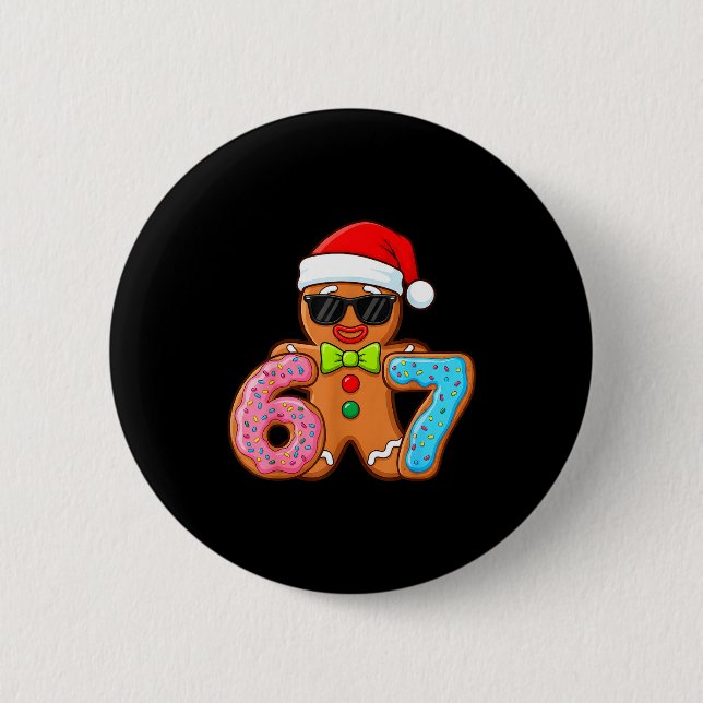 Funny Gingerbread Six Seven 67 Ice Cream Drip Chri Button (Vorderseite)