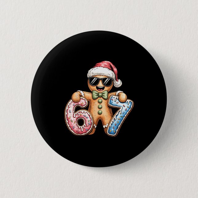 Funny Gingerbread Six Seven 67 Ice Cream Drip Chri Button (Vorderseite)