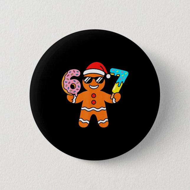 Funny Gingerbread Six Seven 67 Ice Cream Drip Chri Button (Vorderseite)