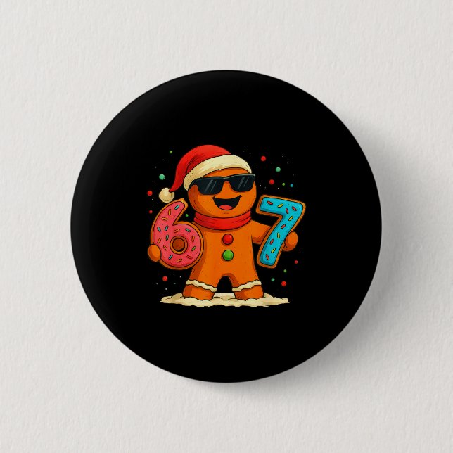 Funny Gingerbread Six Seven 67 Ice Cream Drip Chri Button (Vorderseite)