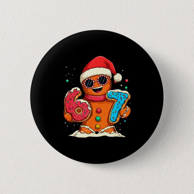 Funny Gingerbread Six Seven 67 Ice Cream Drip Chri Button (Vorderseite)