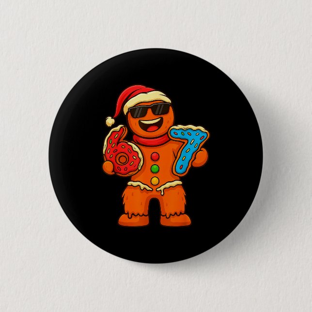 Funny Gingerbread Six Seven 67 Ice Cream Drip Chri Button (Vorderseite)