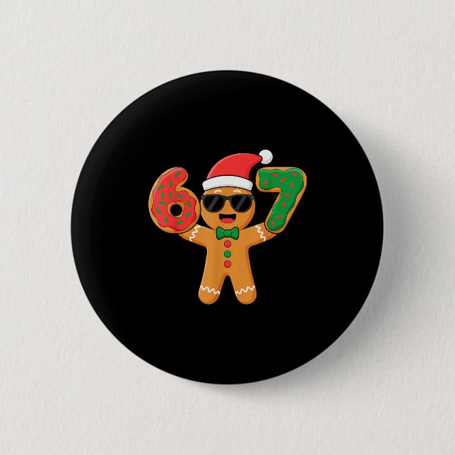 Funny Gingerbread Six Seven 67 Ice Cream Drip Chri Button (Vorderseite)