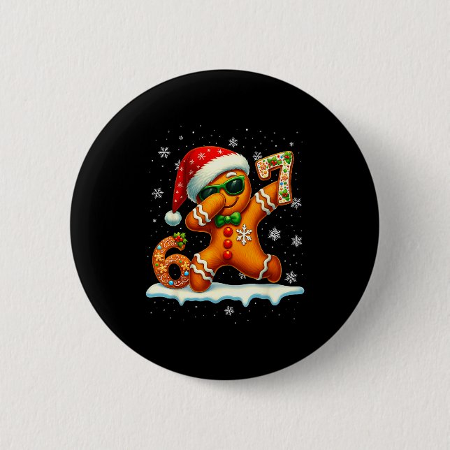 Funny Gingerbread Six Seven 67 Ice Cream Drip Chri Button (Vorderseite)