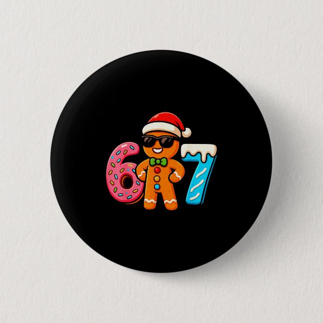 Funny Gingerbread Six Seven 67 Ice Cream Drip Chri Button (Vorderseite)