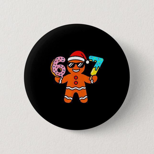 Funny Gingerbread Six Seven 67 Ice Cream Drip Chri Button (Vorderseite)