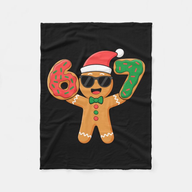 Funny Gingerbread Six Seven 67 Ice Cream Drip Chri Fleecedecke (Vorderseite)
