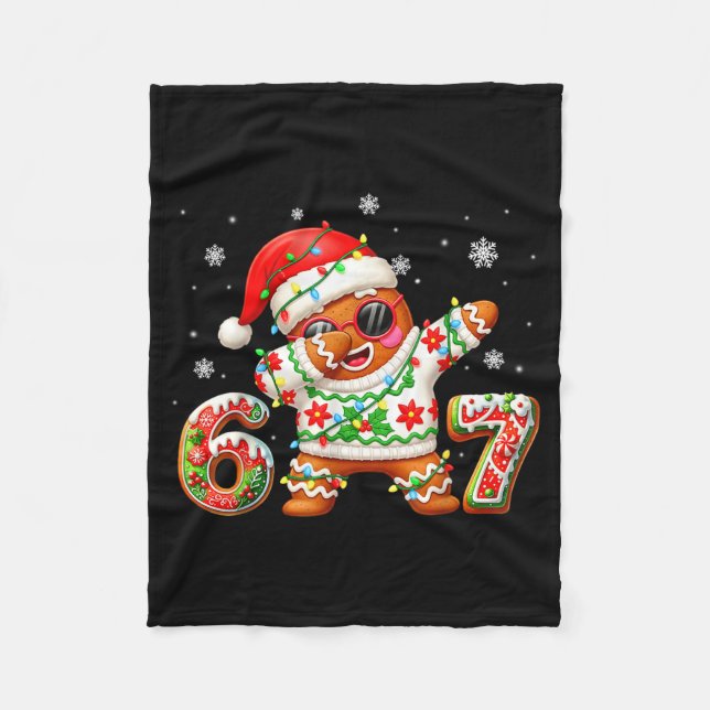 Funny Gingerbread Six Seven 67 Ice Cream Drip Chri Fleecedecke (Vorderseite)