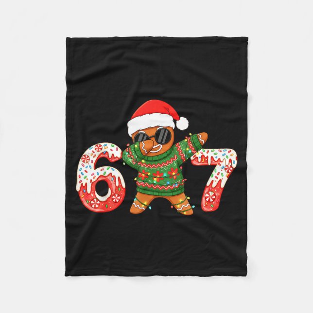 Funny Gingerbread Six Seven 67 Ice Cream Drip Chri Fleecedecke (Vorderseite)