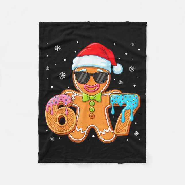 Funny Gingerbread Six Seven 67 Ice Cream Drip Chri Fleecedecke (Vorderseite)