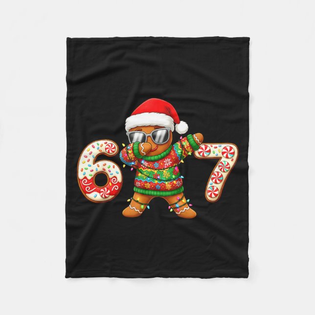 Funny Gingerbread Six Seven 67 Ice Cream Drip Chri Fleecedecke (Vorderseite)