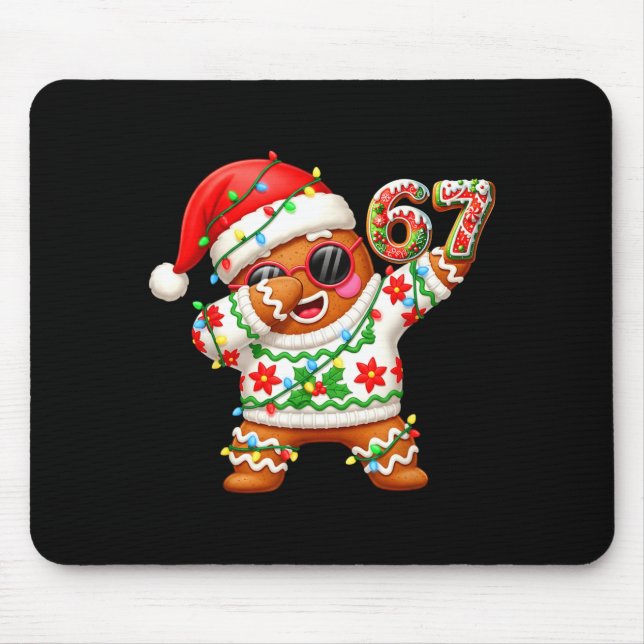 Funny Gingerbread Six Seven 67 Ice Cream Drip Chri Mousepad (Vorne)