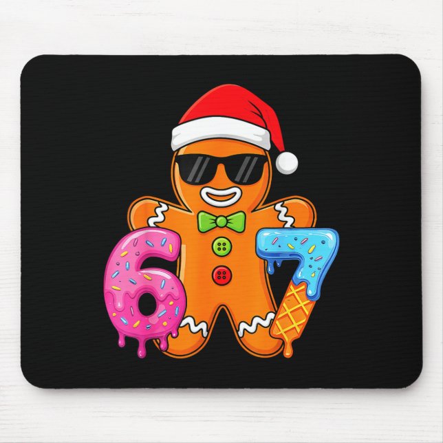 Funny Gingerbread Six Seven 67 Ice Cream Drip Chri Mousepad (Vorne)