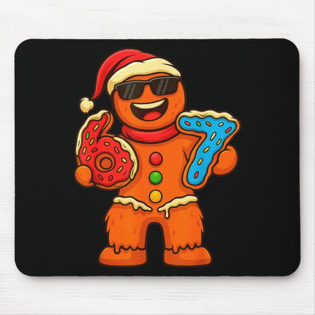 Funny Gingerbread Six Seven 67 Ice Cream Drip Chri Mousepad (Vorne)