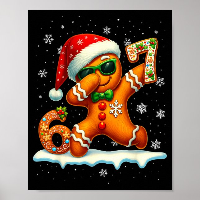 Funny Gingerbread Six Seven 67 Ice Cream Drip Chri Poster (Vorne)