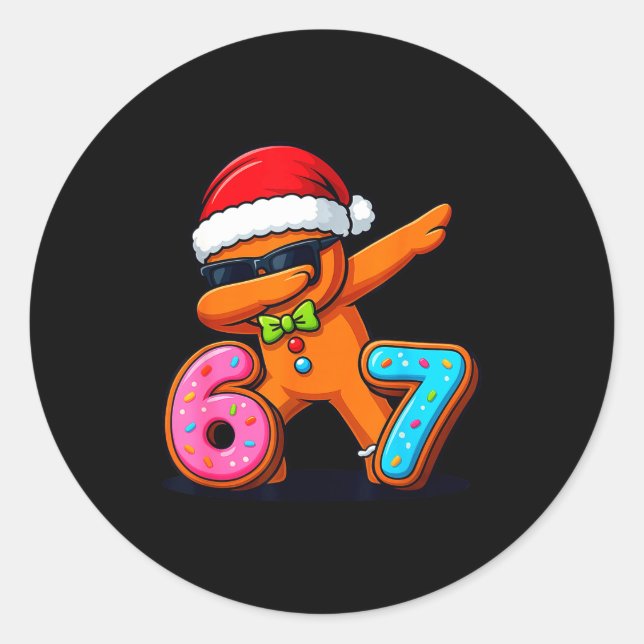 Funny Gingerbread Six Seven 67 Ice Cream Drip Chri Runder Aufkleber (Vorderseite)