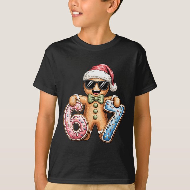Funny Gingerbread Six Seven 67 Ice Cream Drip Chri T-Shirt (Vorderseite)