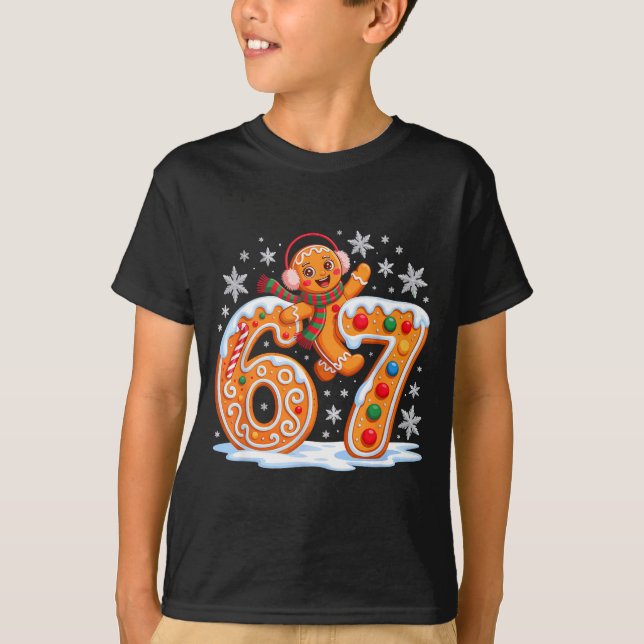 Funny Gingerbread Six Seven 67 Ice Cream Drip Chri T-Shirt (Vorderseite)