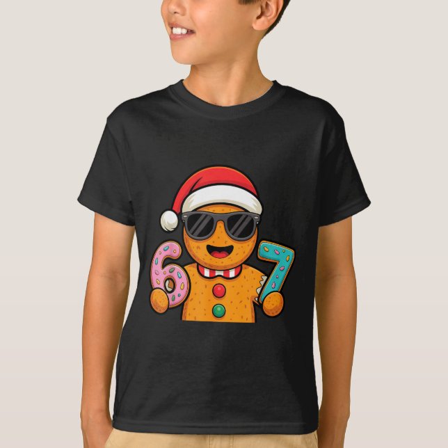 Funny Gingerbread Six Seven 67 Ice Cream Drip Chri T-Shirt (Vorderseite)
