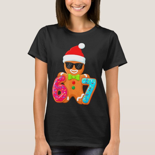 Funny Gingerbread Six Seven 67 Ice Cream Drip Chri T-Shirt (Vorderseite)