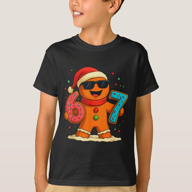 Funny Gingerbread Six Seven 67 Ice Cream Drip Chri T-Shirt (Vorderseite)